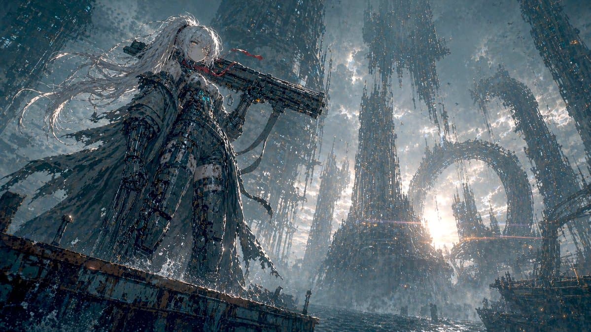 机甲少女，十五六岁，白皙皮肤