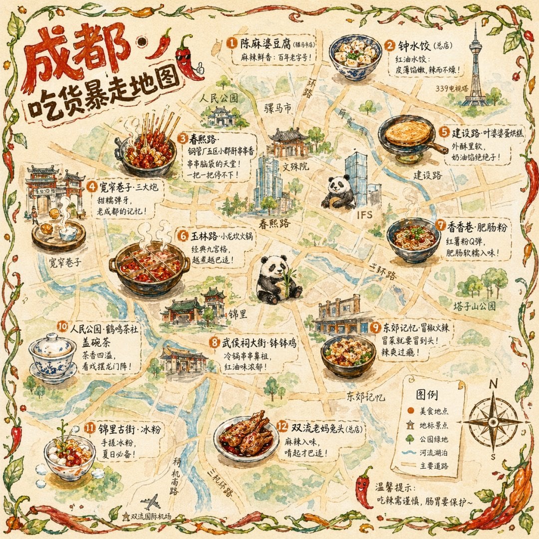 手绘城市美食地图