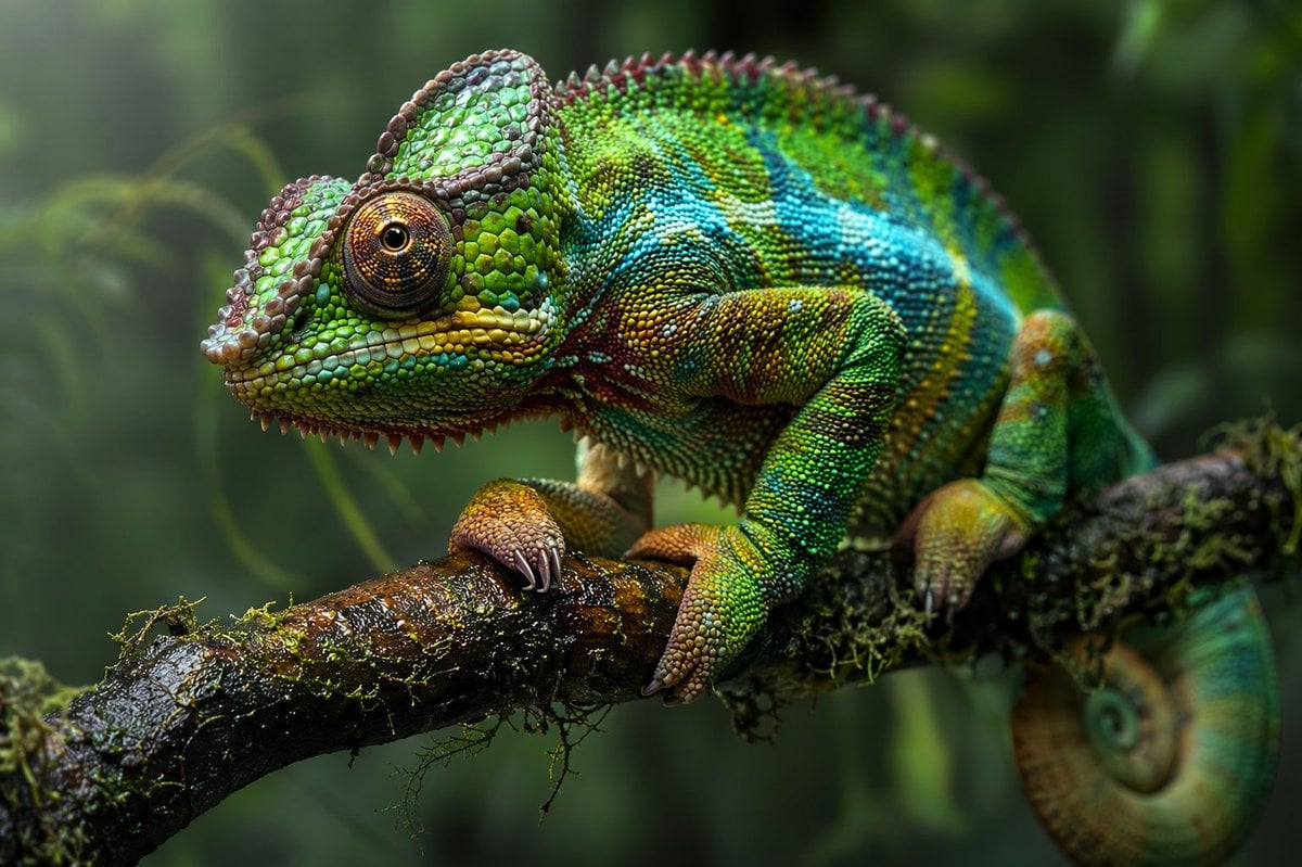 超写实变色龙微距摄影