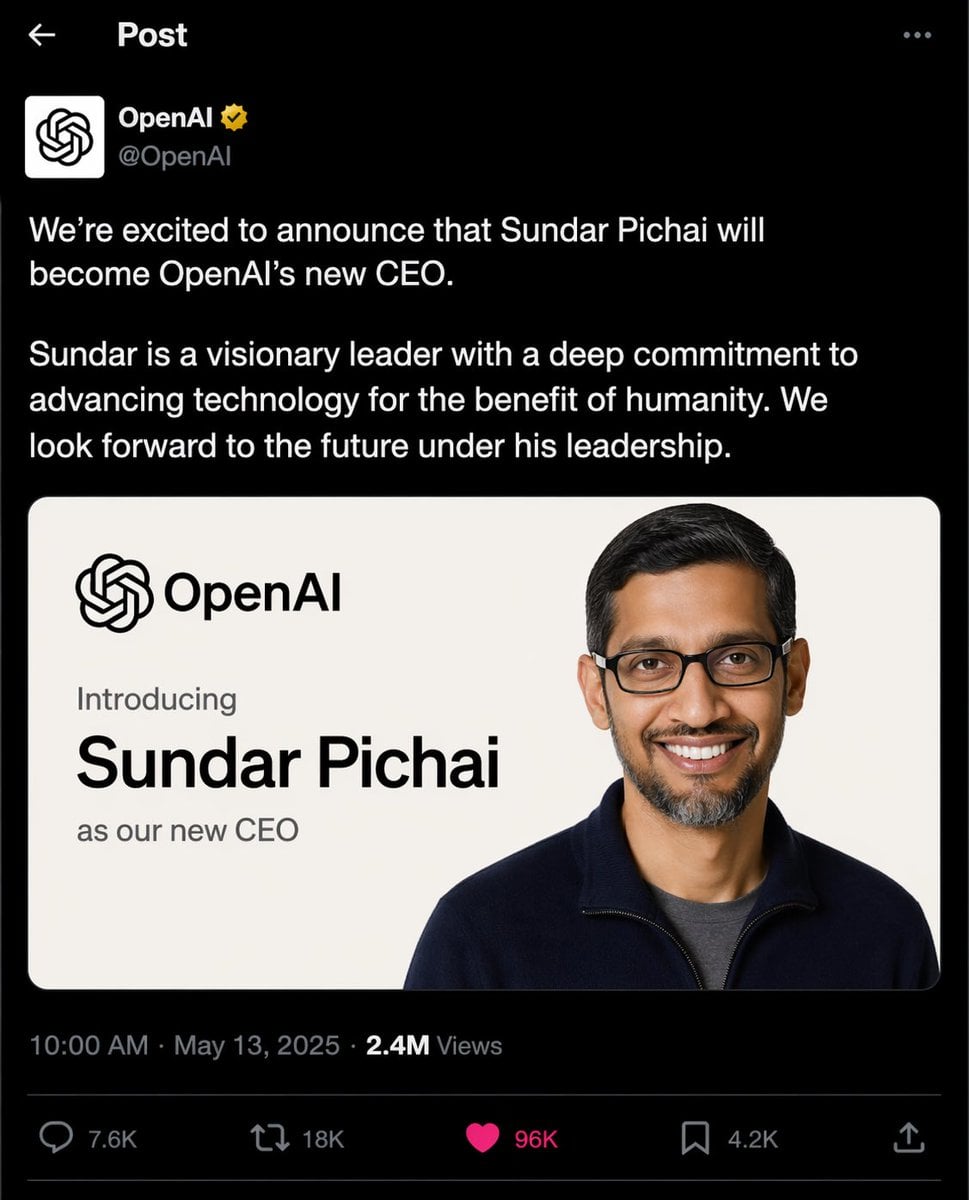 OpenAI CEO 公告模拟图