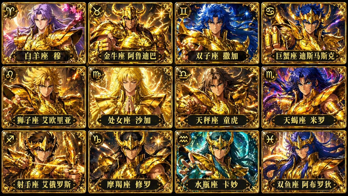 Twelve Gold Saints Card Grid