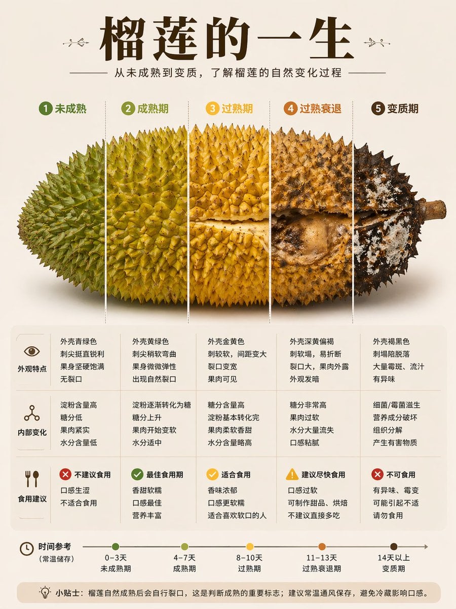 榴莲成熟周期信息图