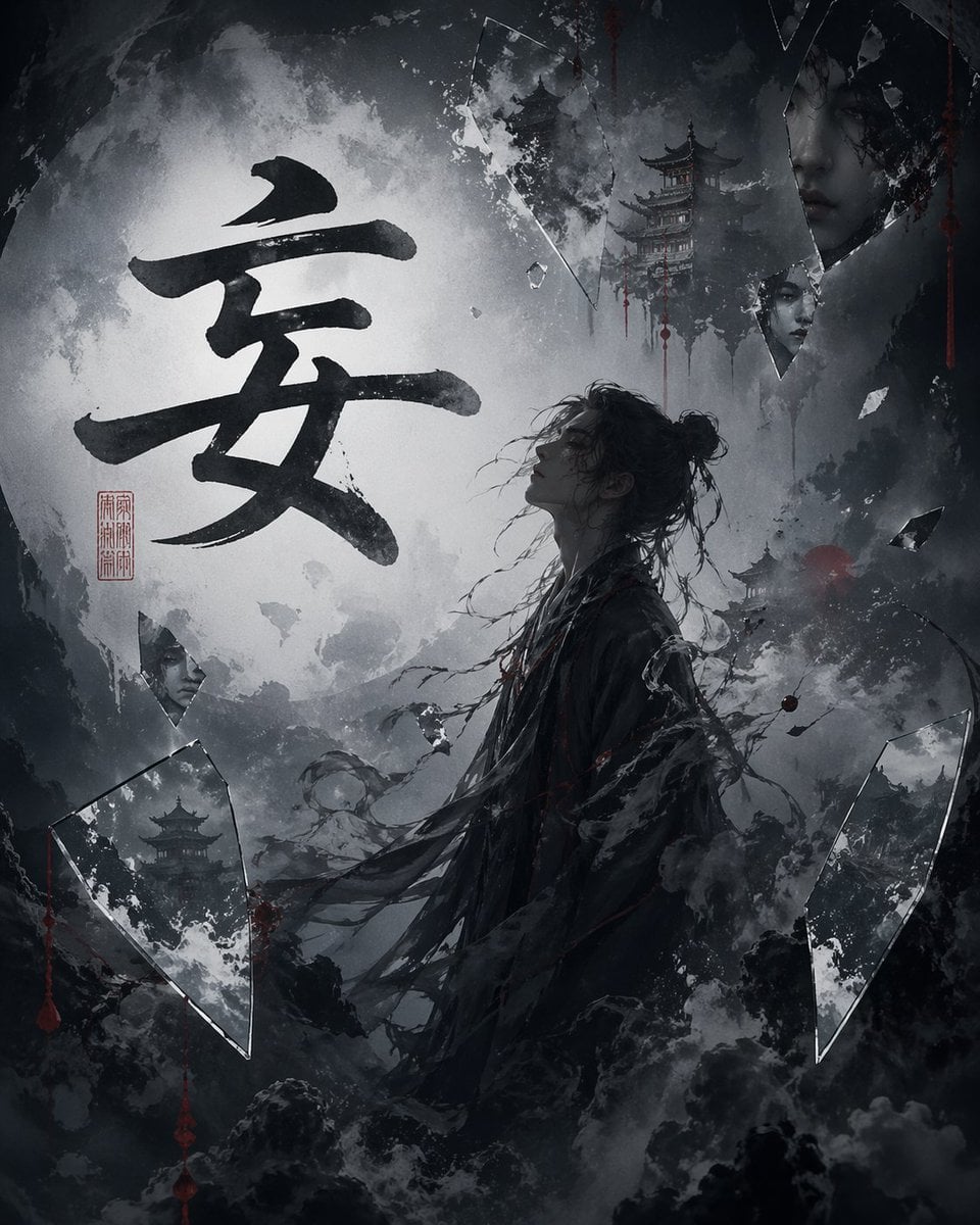 中式书法暗黑奇幻海报
