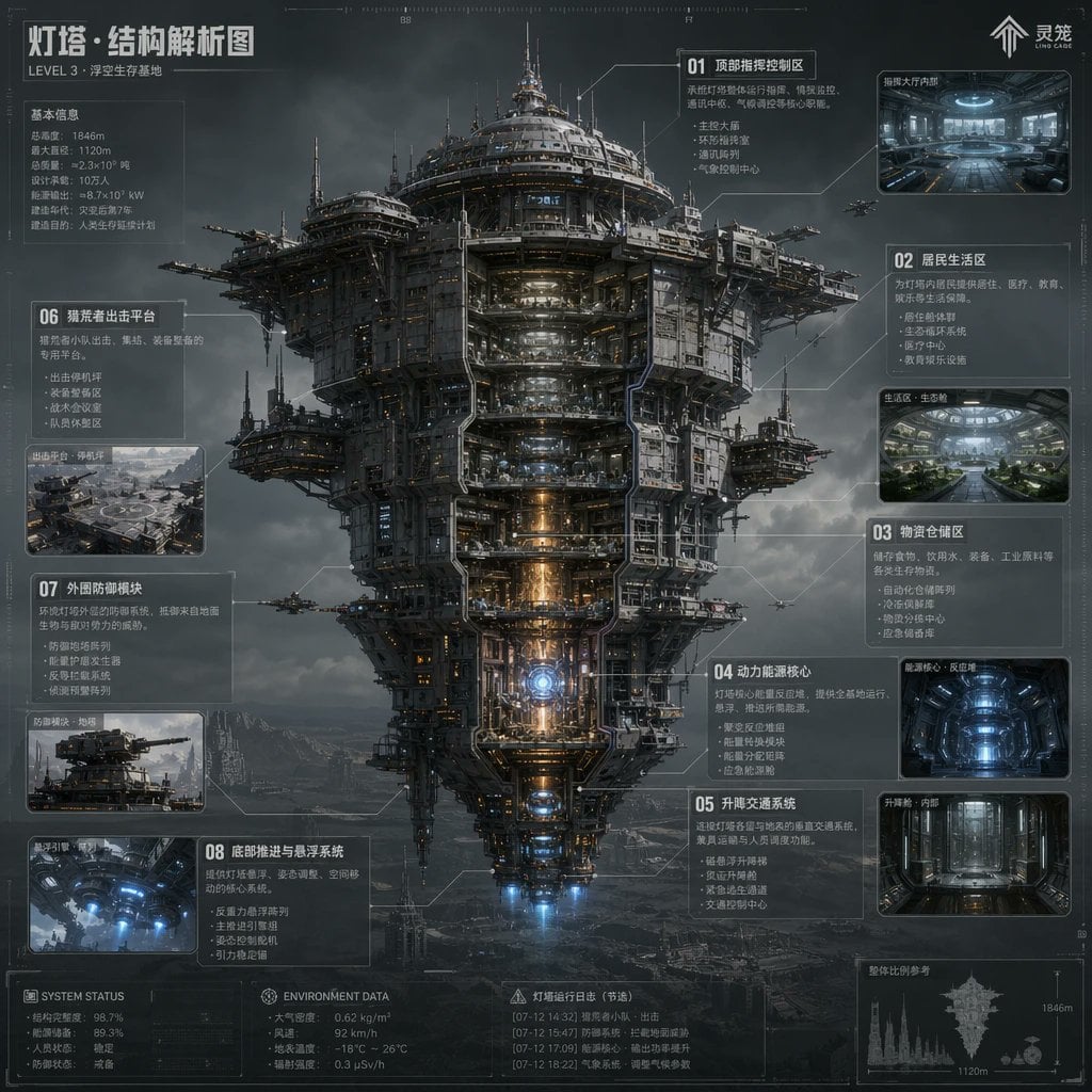 科幻灯塔结构解析图