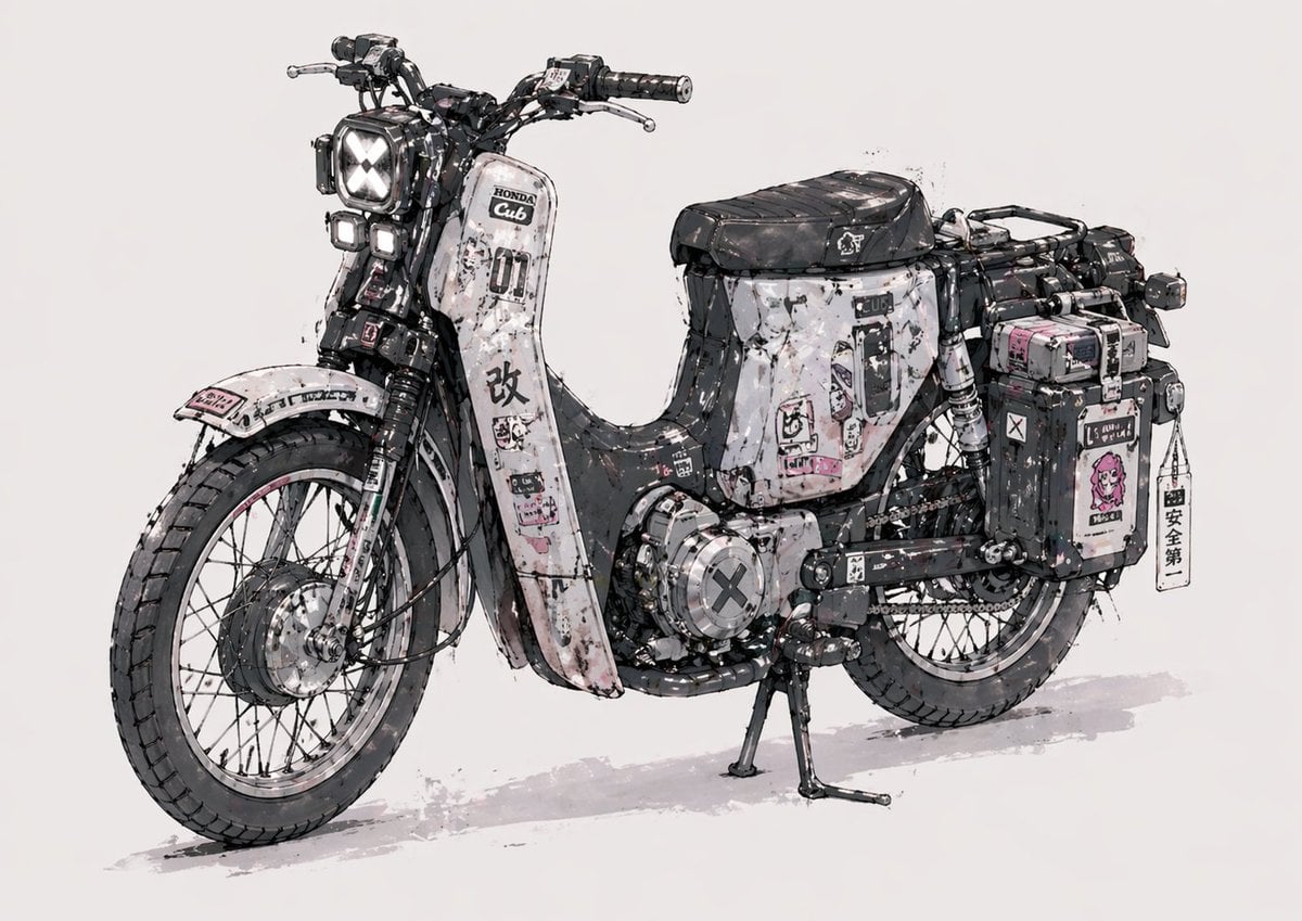 风化定制版 Cub 概念摩托车