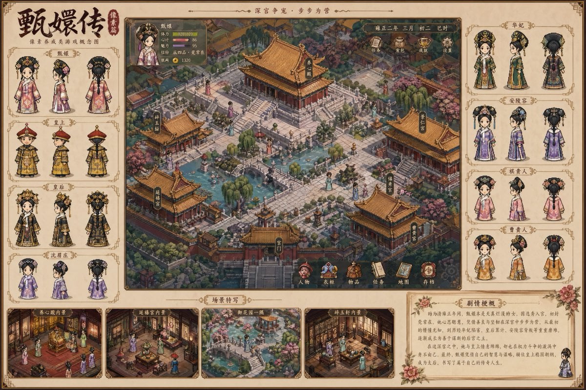 历史剧像素艺术概念