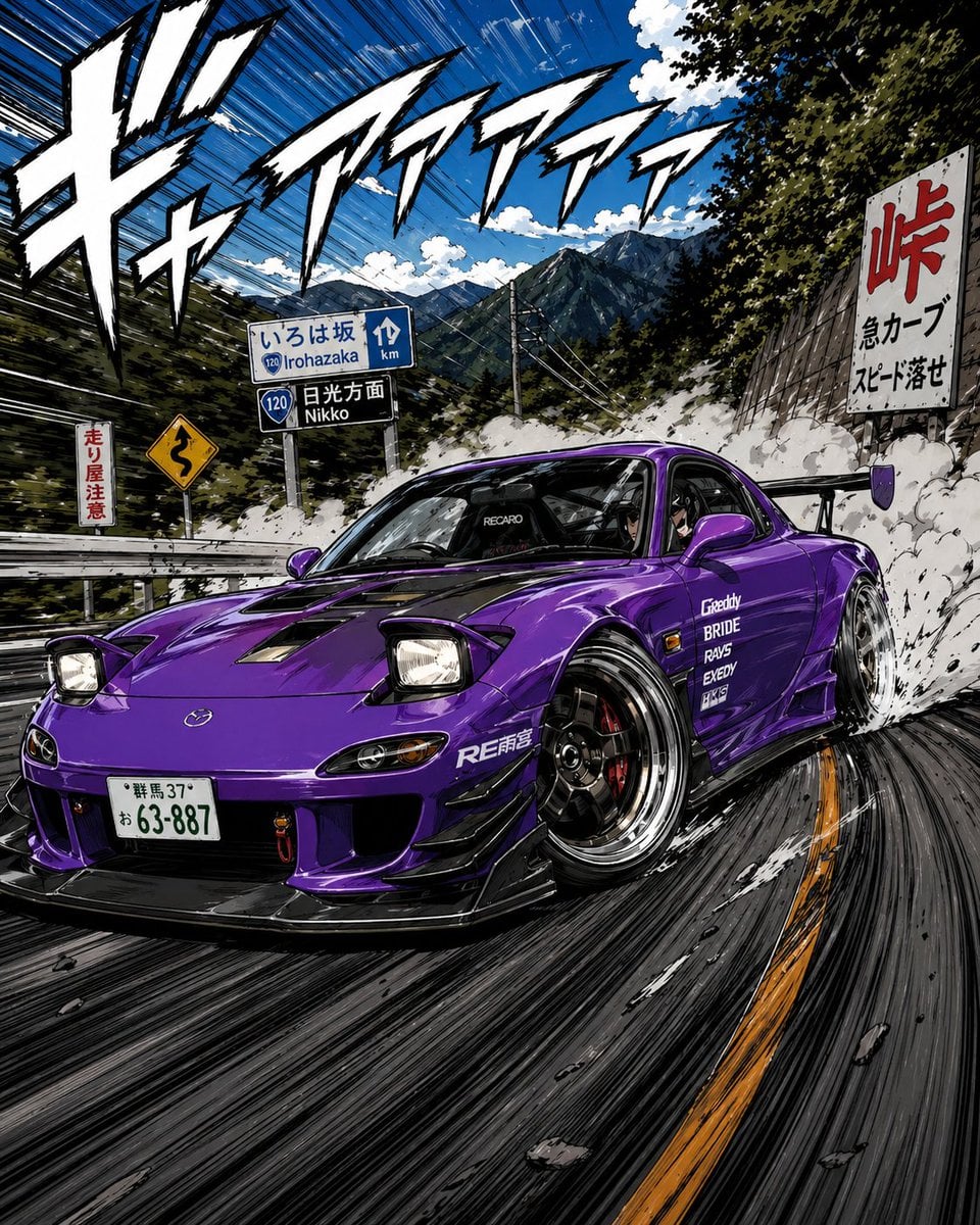 漫画风格街头赛车插画