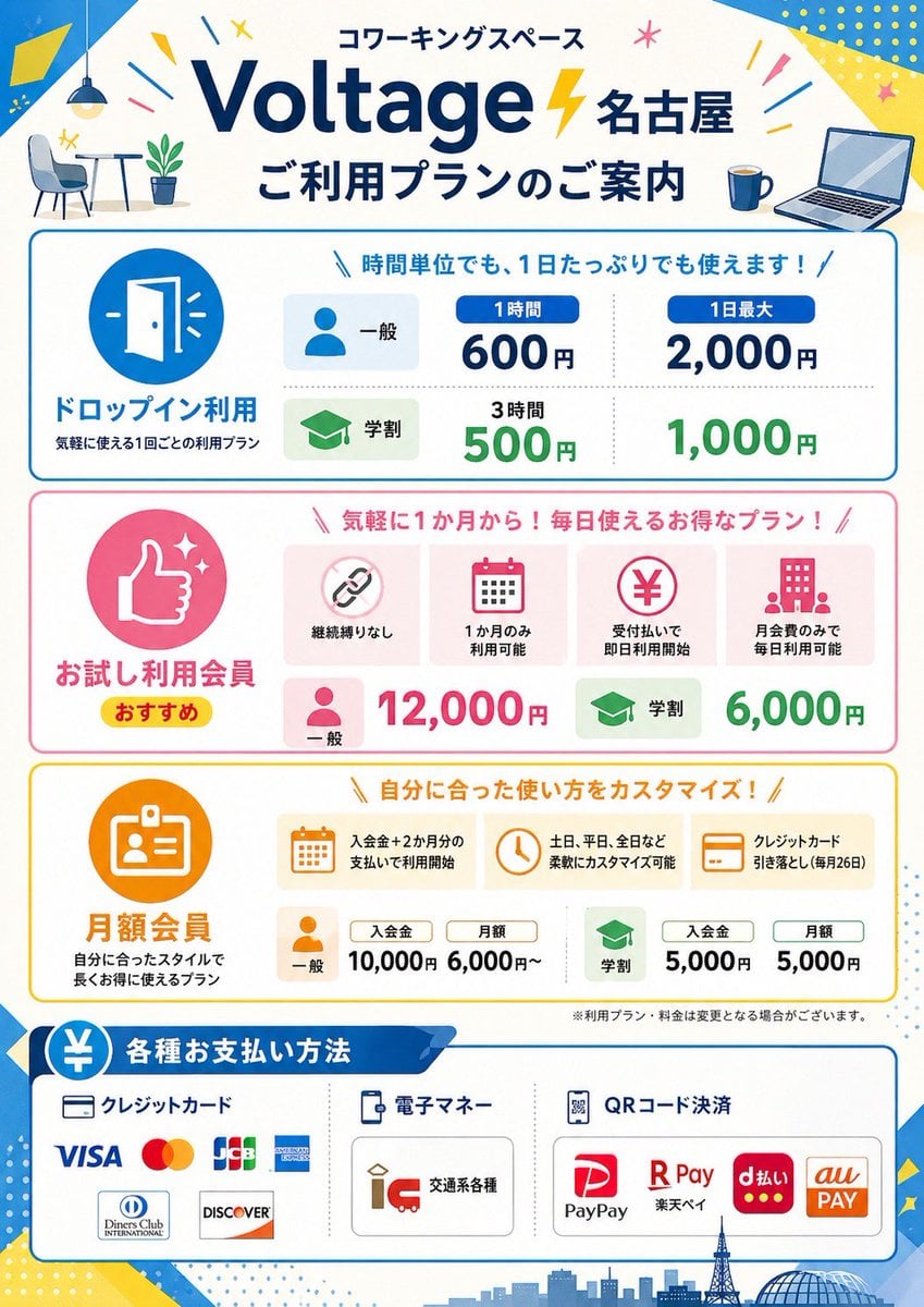日式共享办公空间价格宣传单