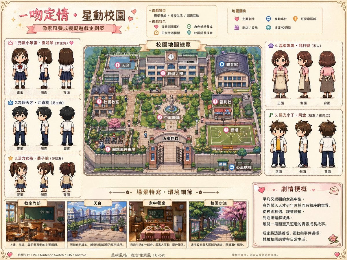 《恶作剧之吻》像素游戏美术设计