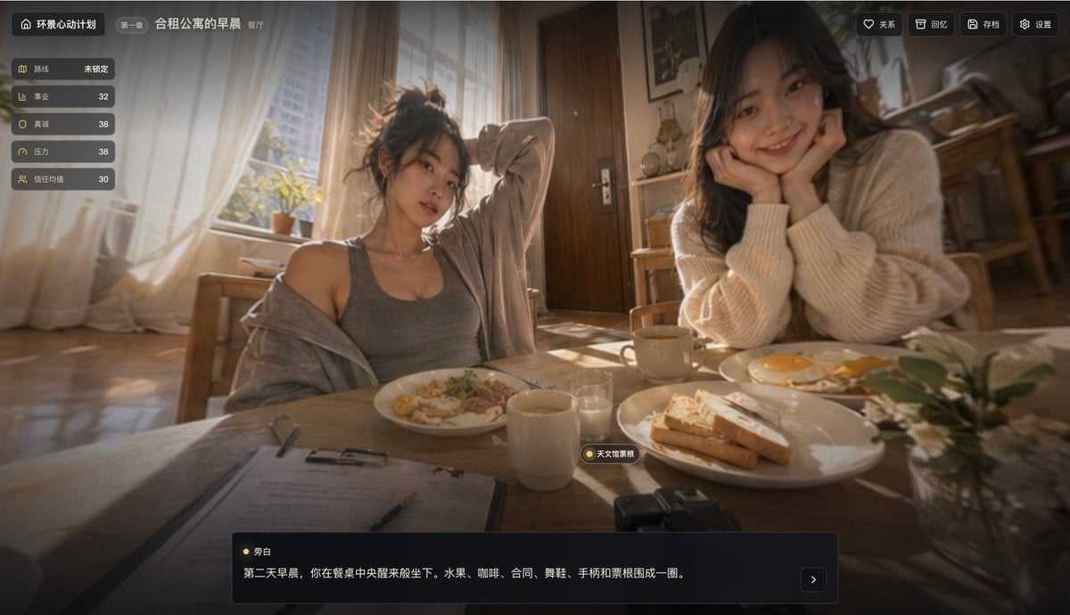 电影感公寓早晨游戏 UI