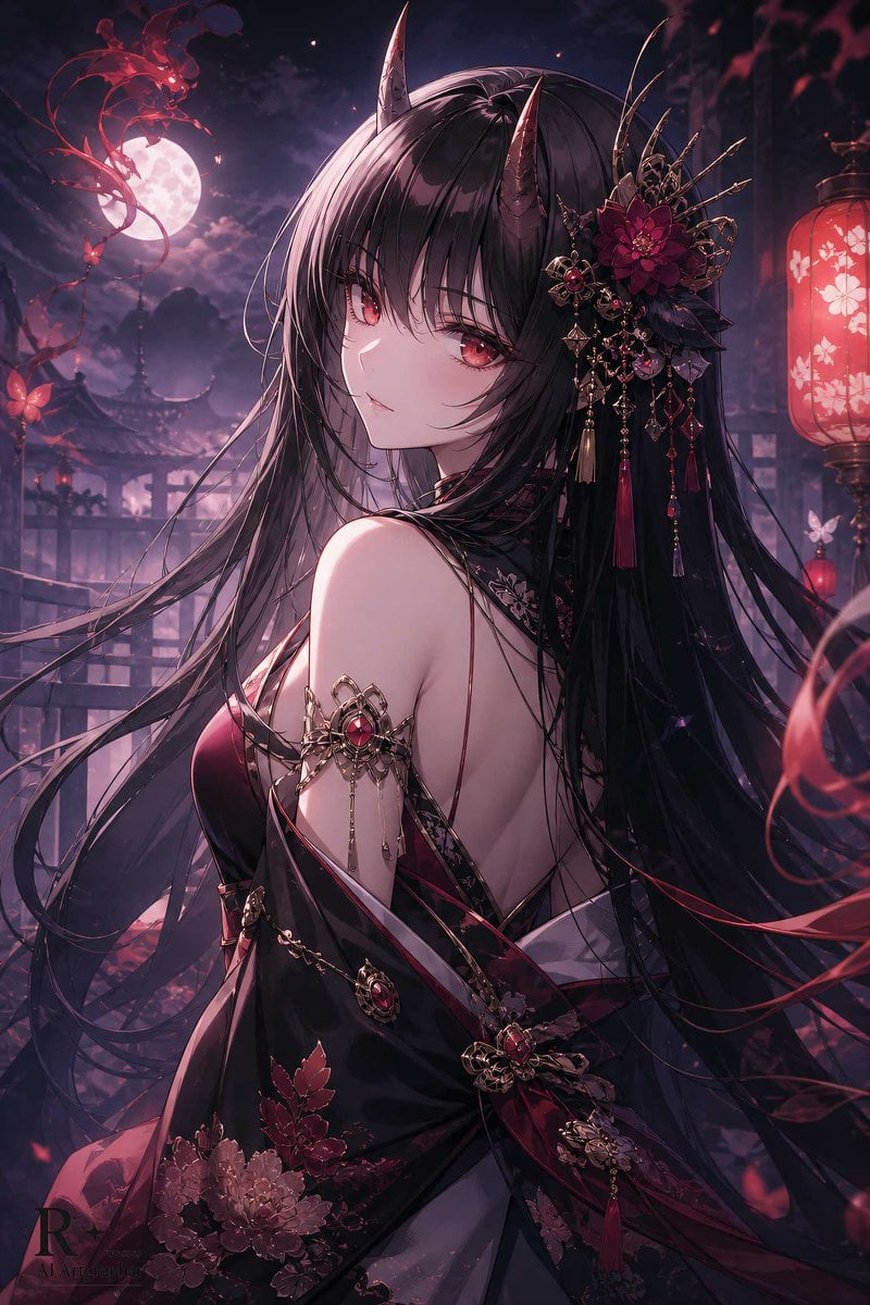 奇幻鬼族少女动漫插画