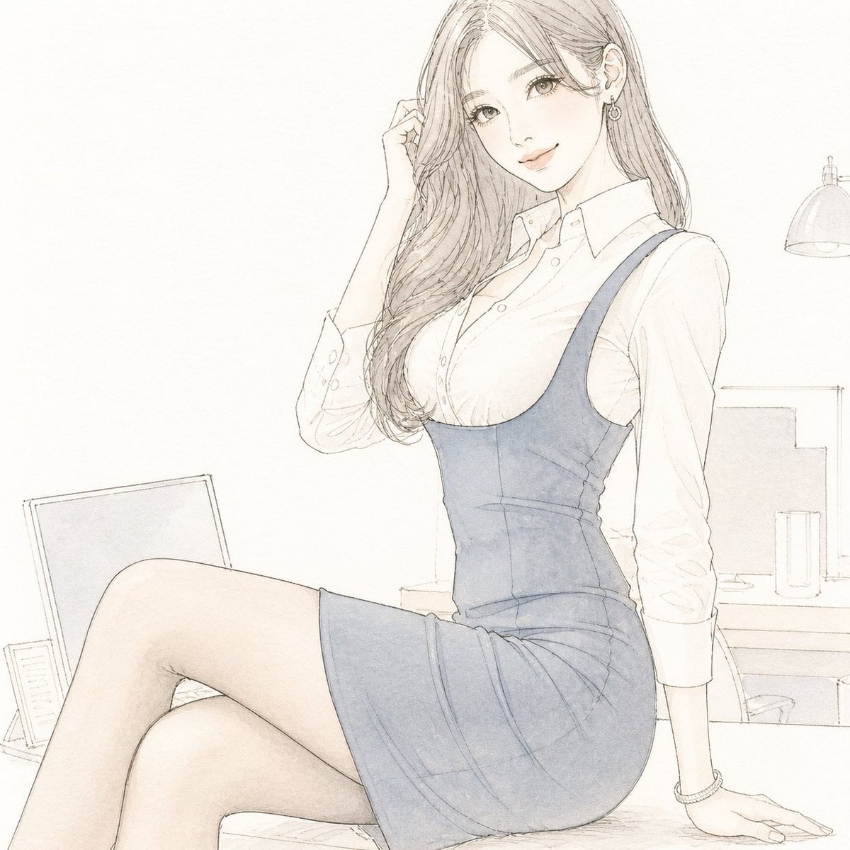 Pale Watercolor Line Art Transformation
