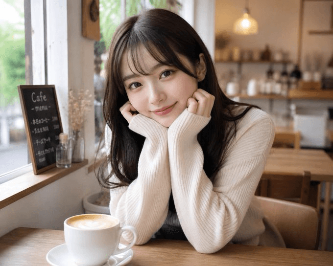咖啡馆里的日本女性