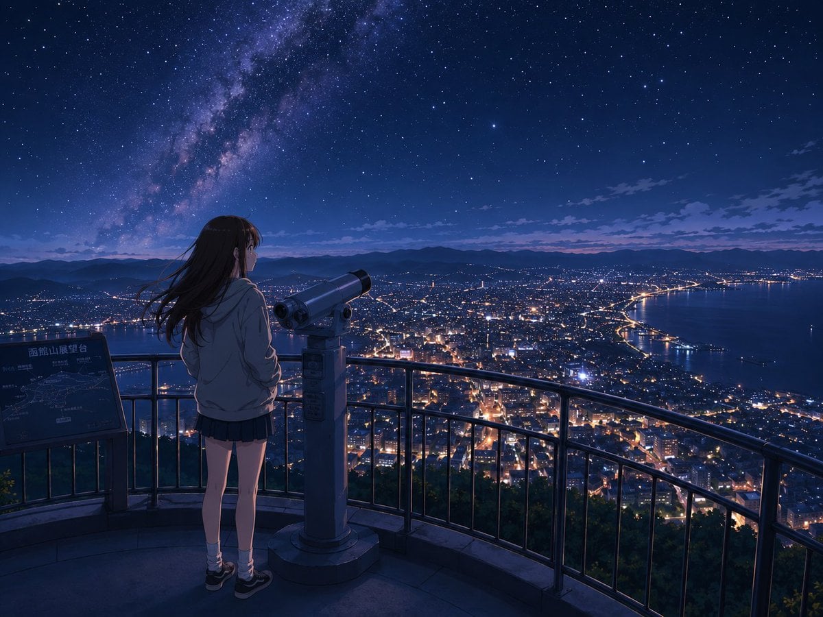 函馆山顶的动漫风夜景