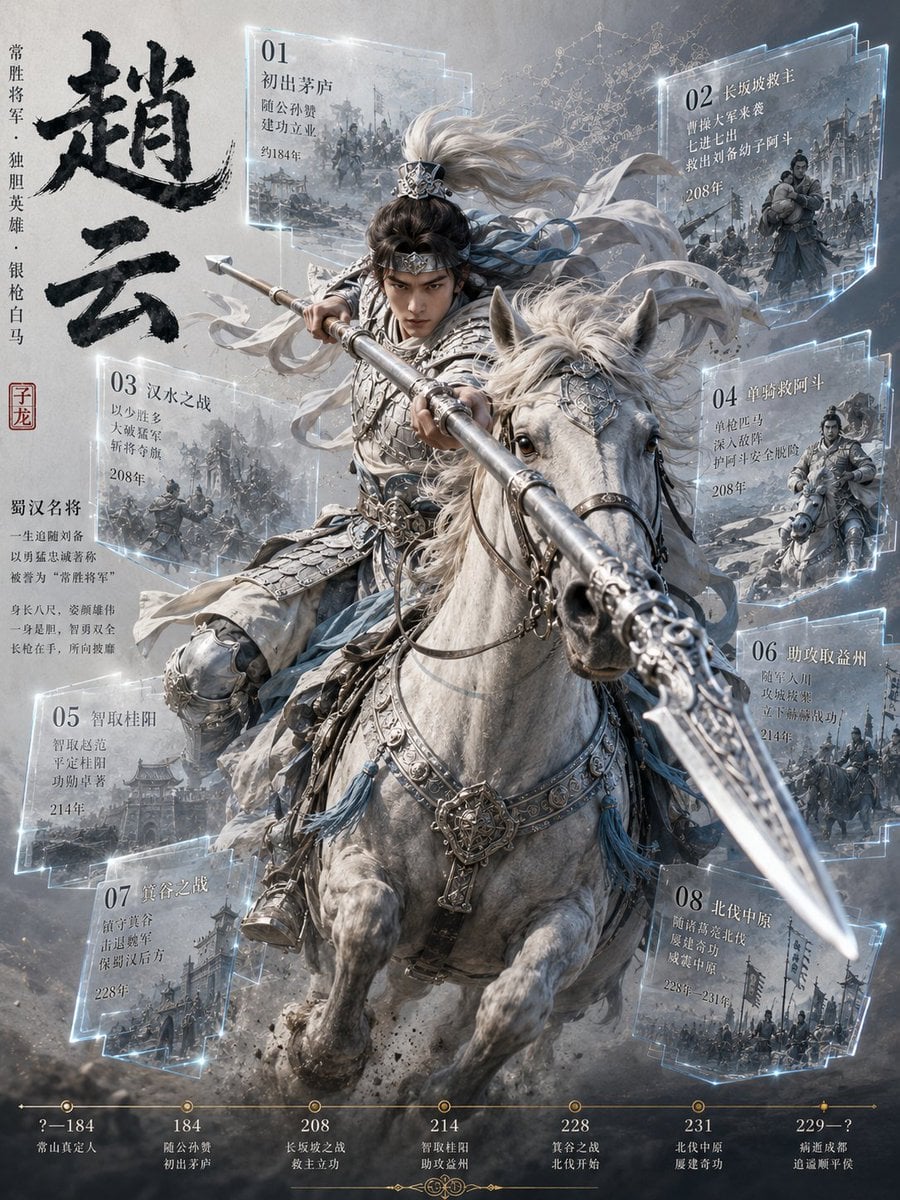 赵云骑兵信息图海报