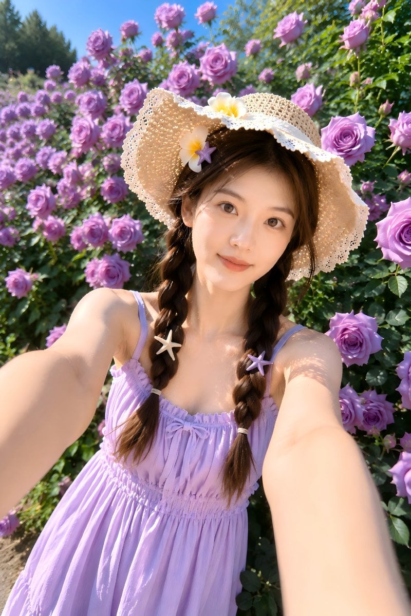 夏日花园玫瑰自拍