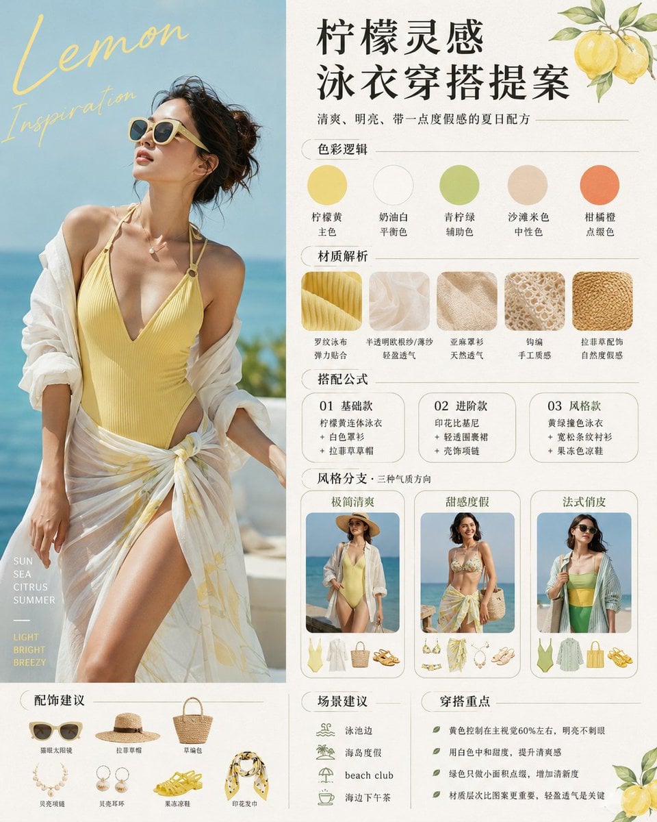 柠檬灵感泳装时尚提案