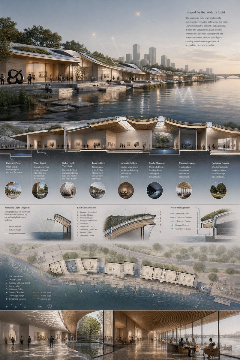 信息图 / 教育视觉 - 滨水博物馆建筑展板