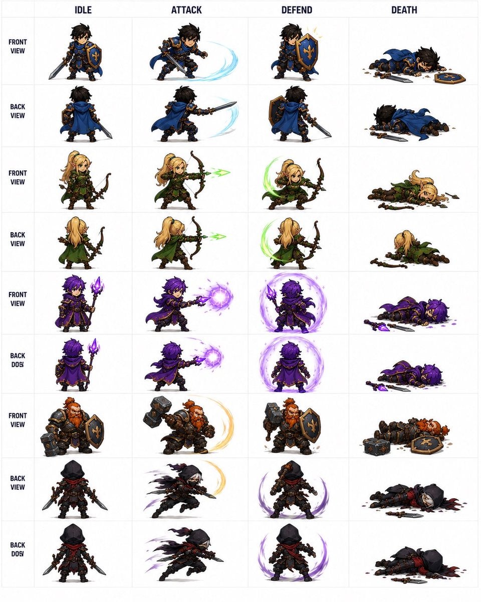 奇幻 RPG 角色精灵图集