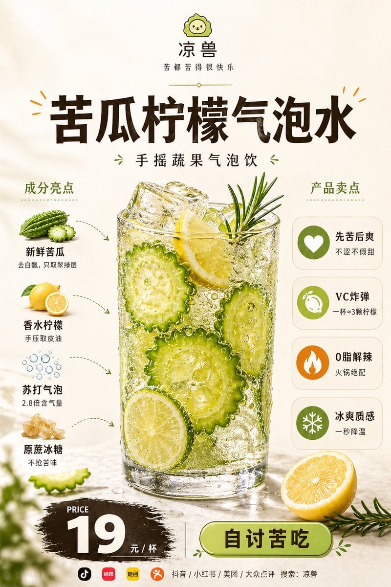 苦瓜柠檬气泡水海报