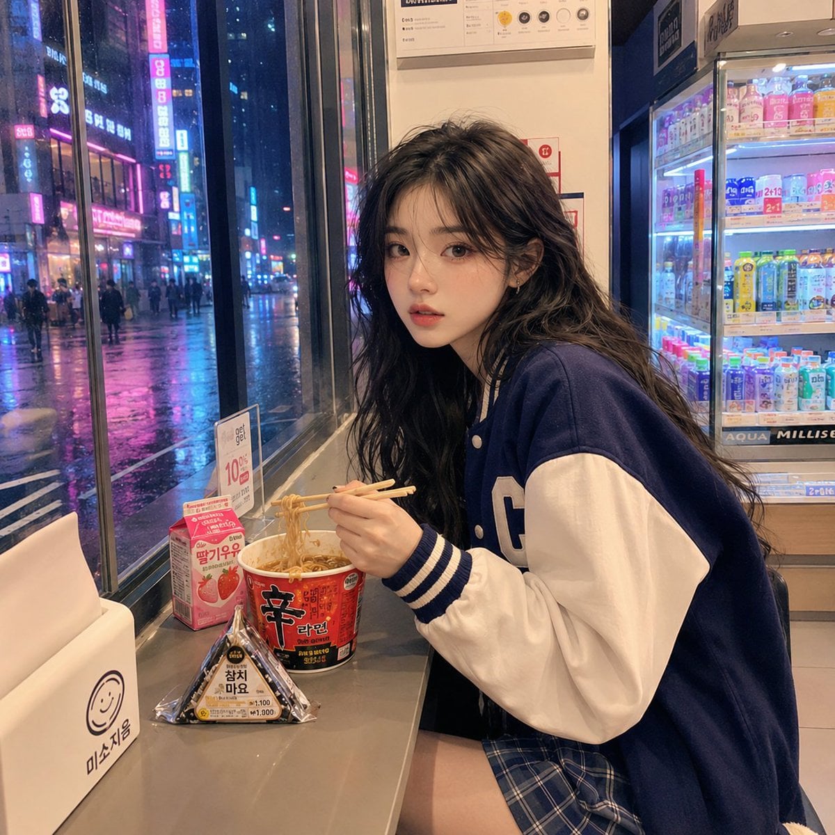 韩国女孩便利店摄影