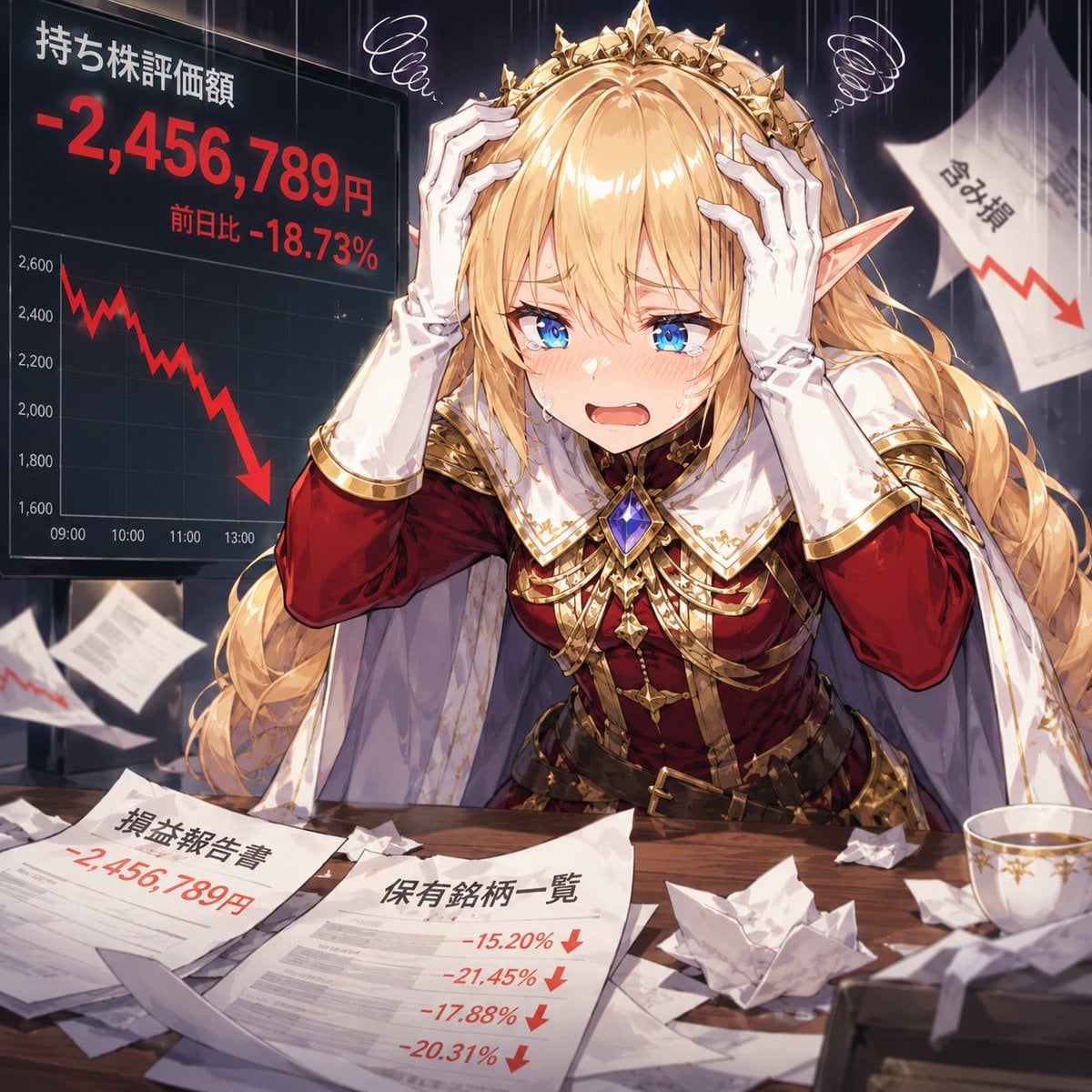 信息图 / 教育视觉 - 精灵女王股市亏损恐慌