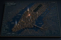 信息图/教育视觉 - 夜间纽约3D存档地图