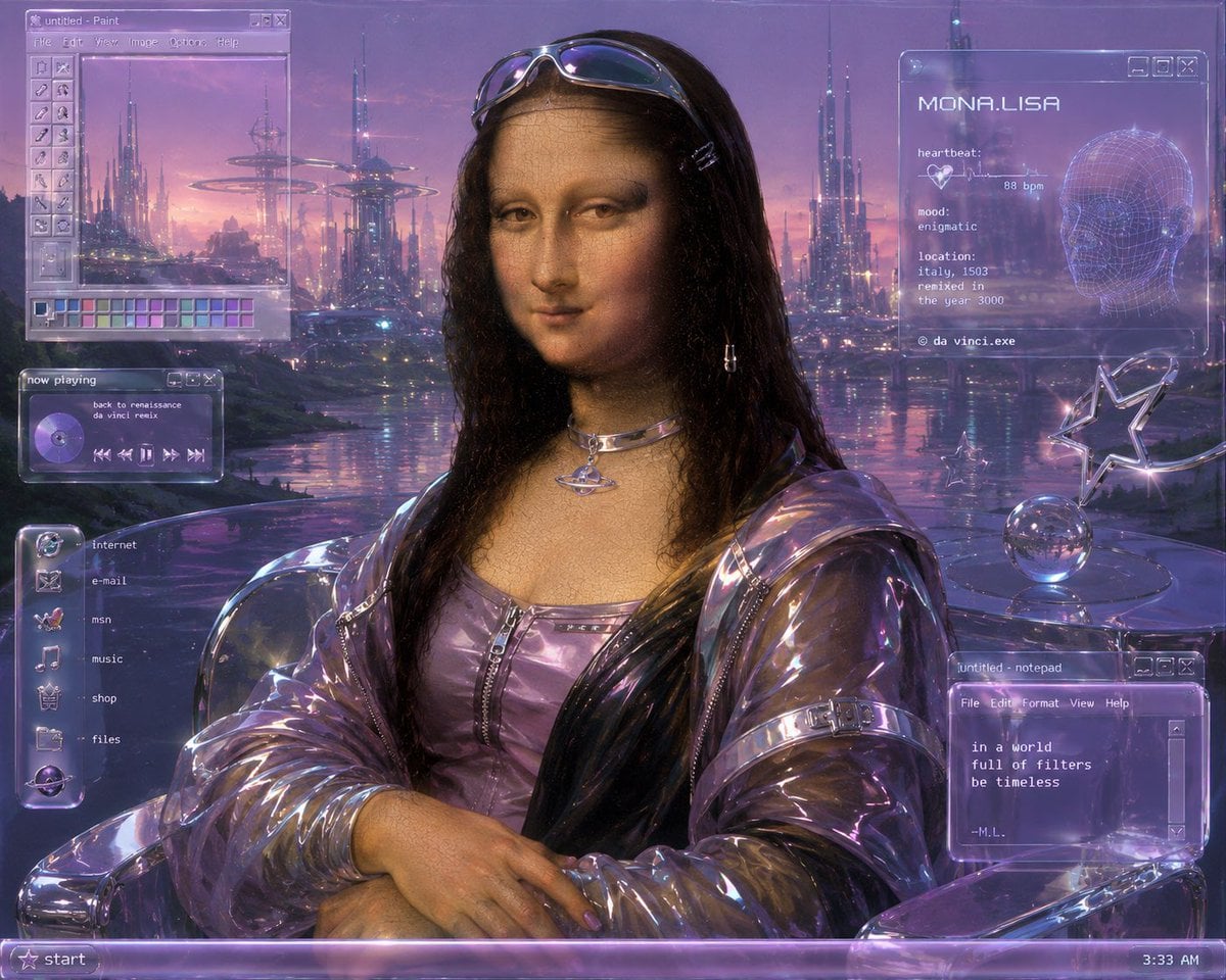 Y2K 未来主义风格 Mona Lisa 桌面