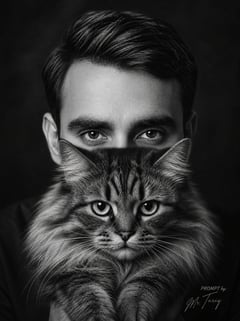 个人资料/头像 - 被审查的抱猫男人像