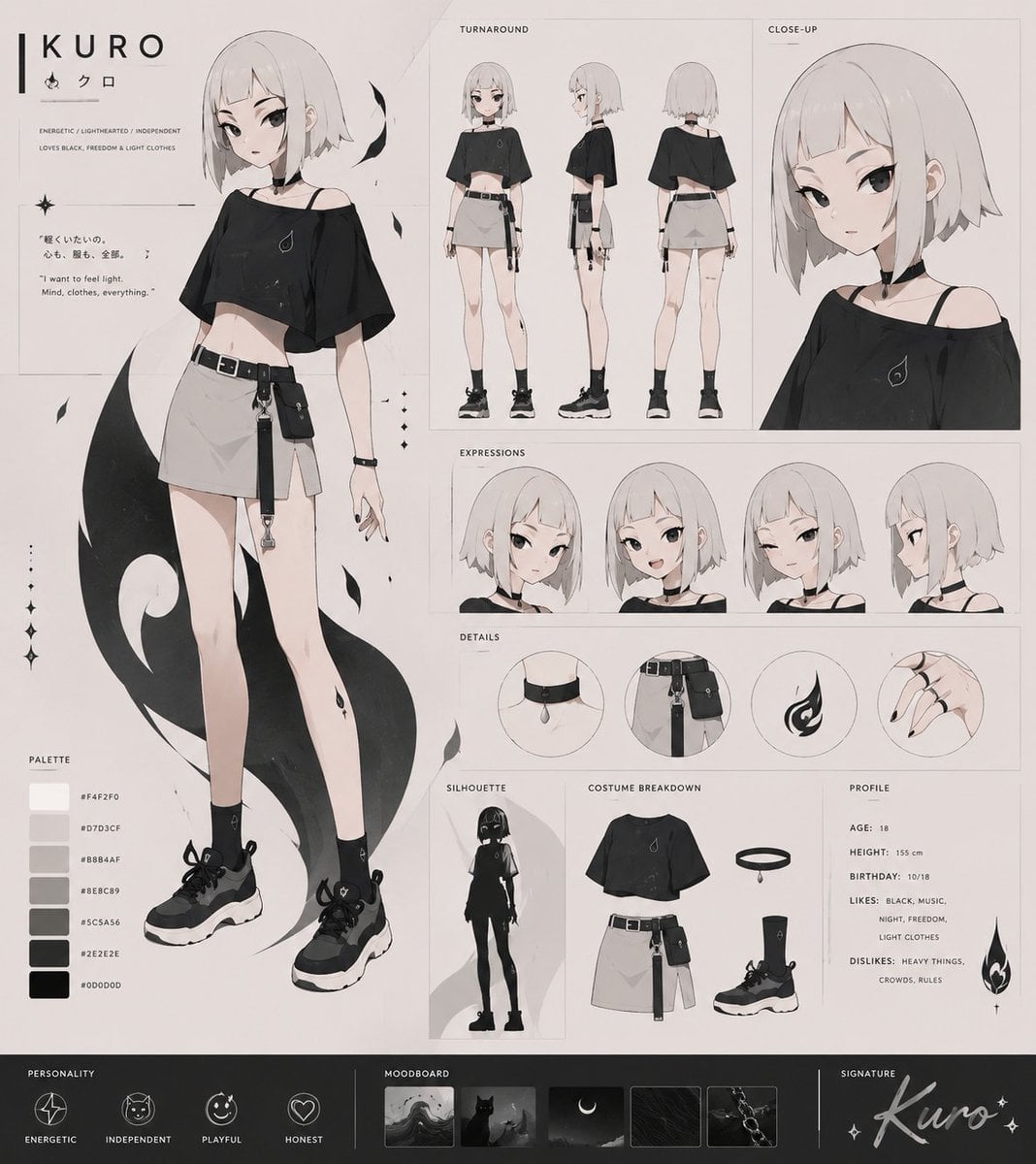 单色调 VTuber 角色设计图