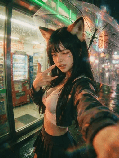 雨中东京妖怪辣妹自拍