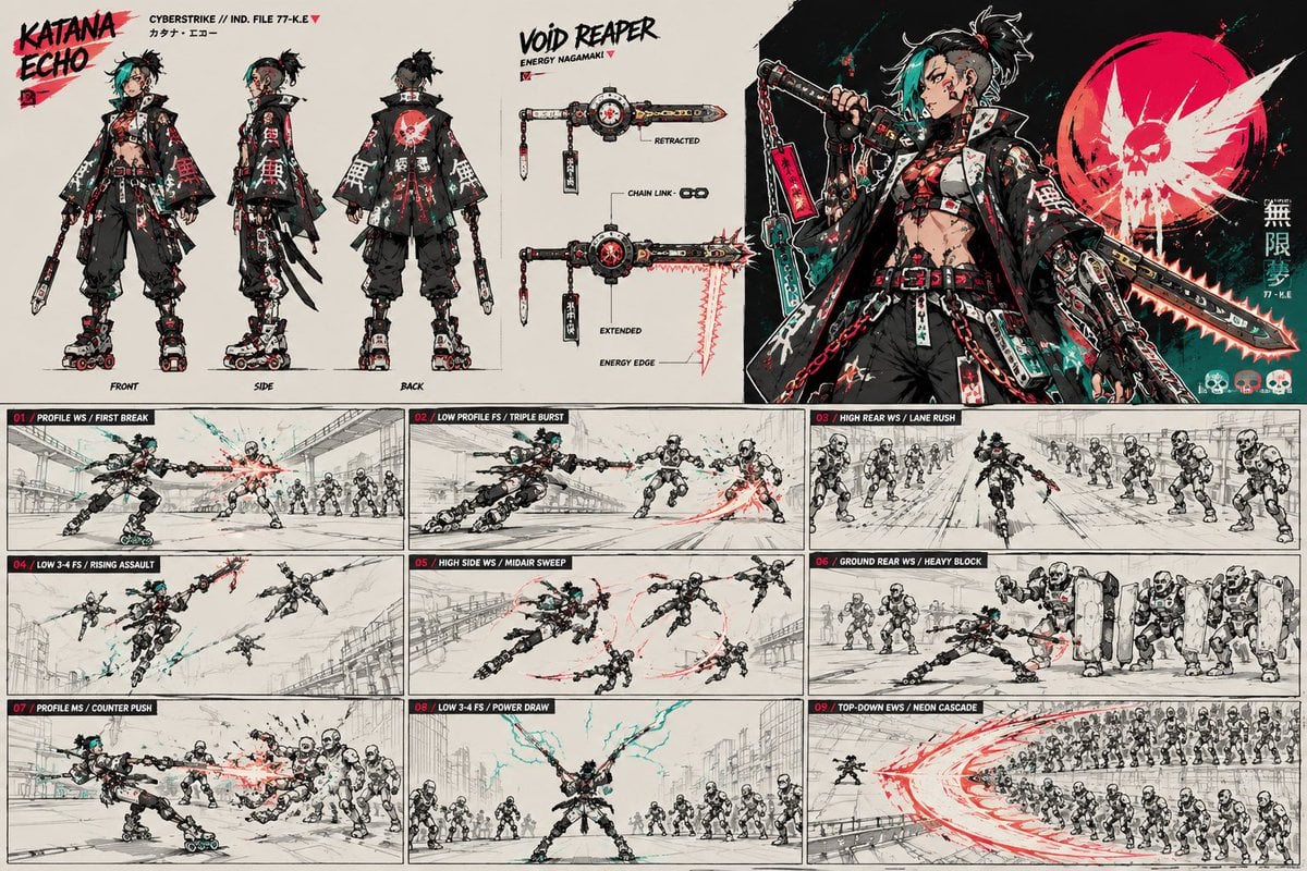赛博朋克武士角色设计图