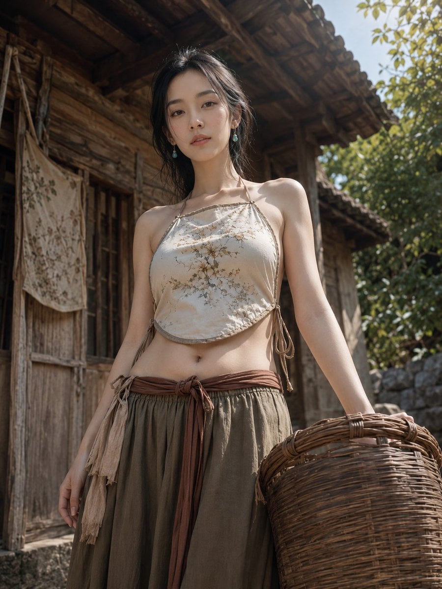 传统庭院时尚人像