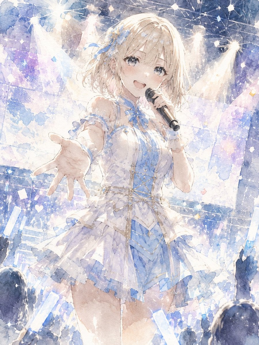 水彩风偶像演唱会表演