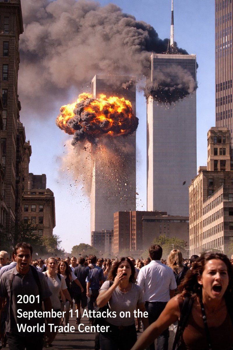 Generate an image of the most significant event of 2001