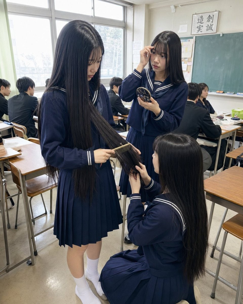Japanese Classroom Long Hair Snapshot