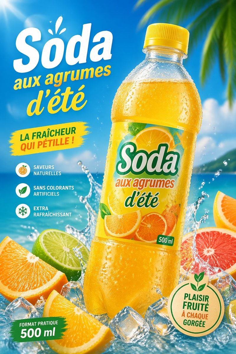 E-commerce Main Image - Tropical Citrus Soda Ad Poster