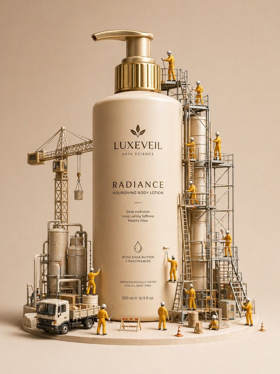 E-commerce Main Image - Miniature Diorama Skincare Advertisement