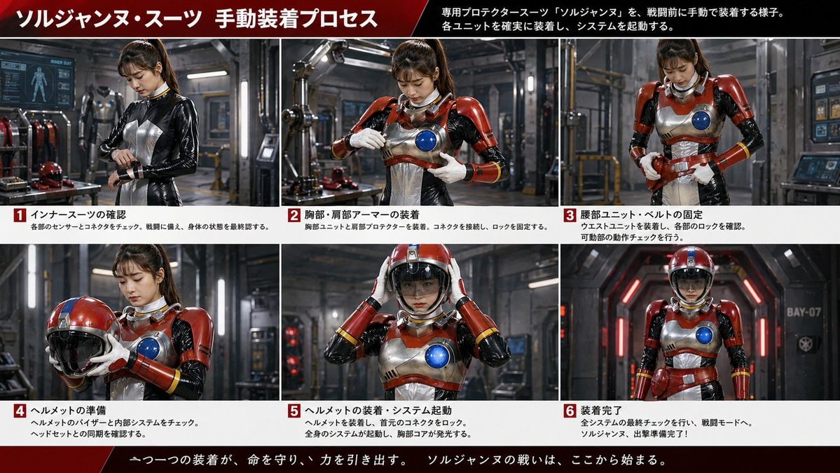 Japanese Sci-Fi Suit-Up Process Board