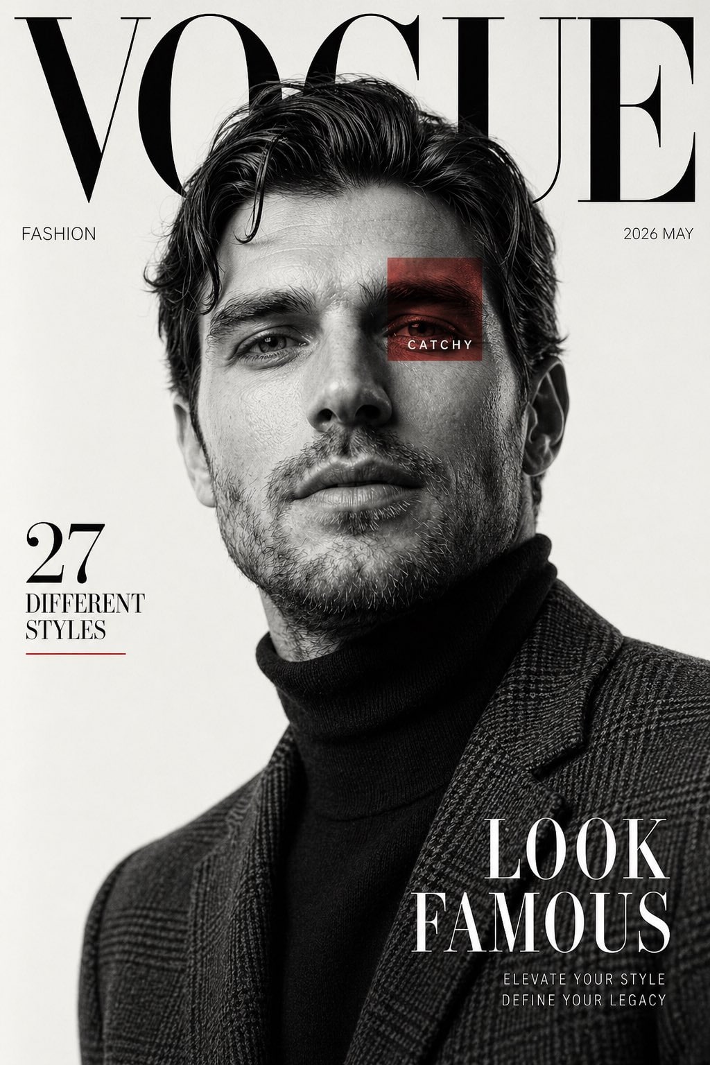 Luxury Fashion Magazine Cover Black and White