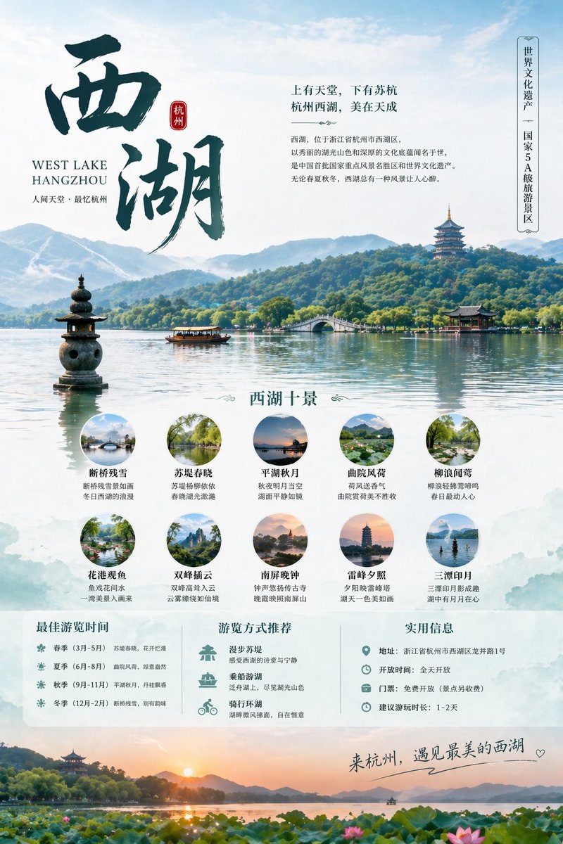 Hangzhou West Lake Travel Poster