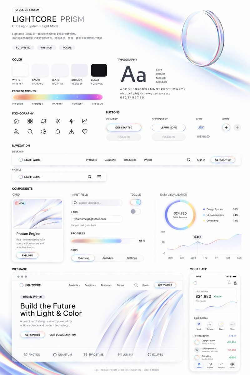 浅色模式 UI 设计系统项目