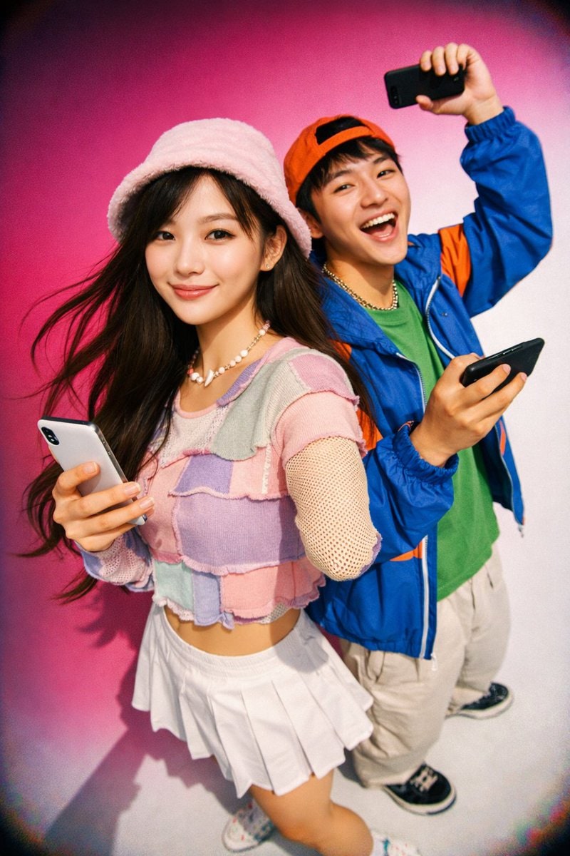 Y2K 复古科技风青年肖像