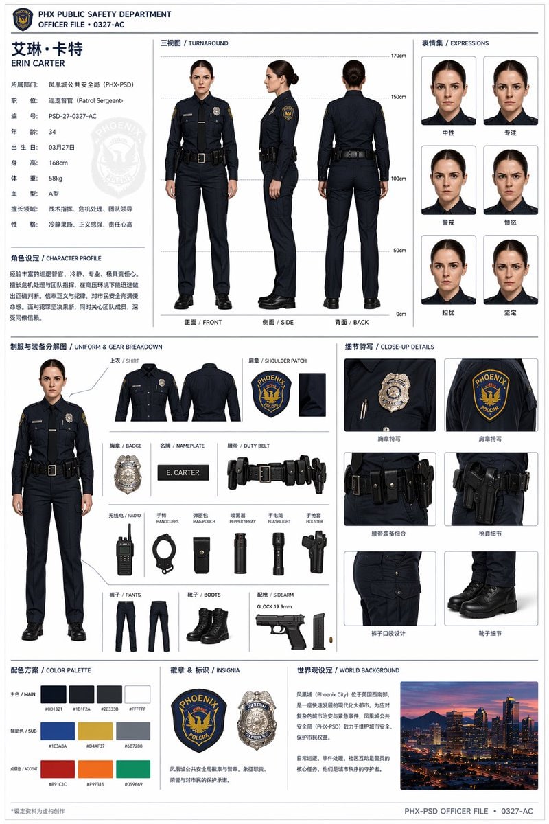 官方风格角色设定集提示词