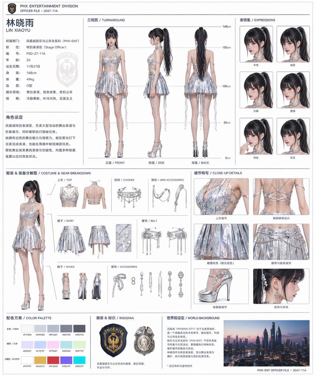 官方风格角色设定集提示词