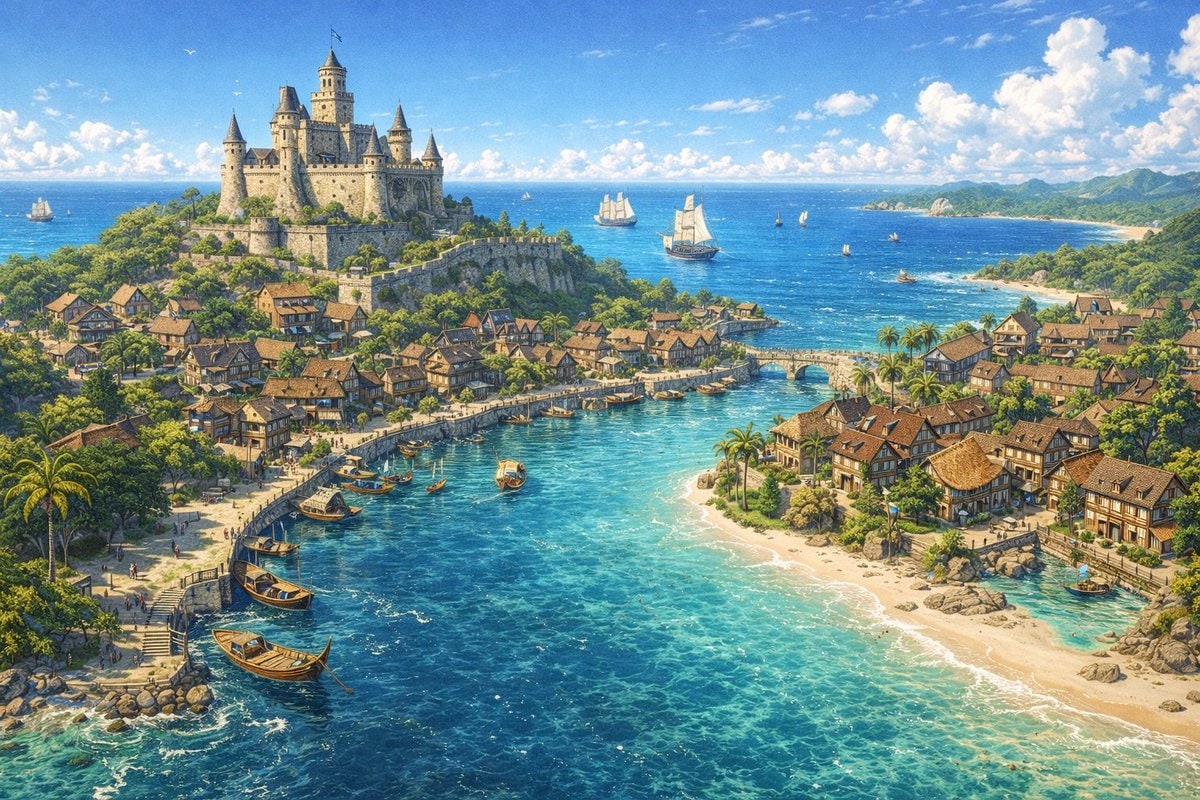 奇幻沿海城市景观