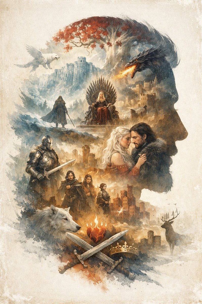 史诗奇幻双重曝光剪影