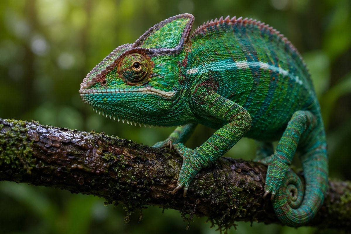 超写实变色龙微距摄影