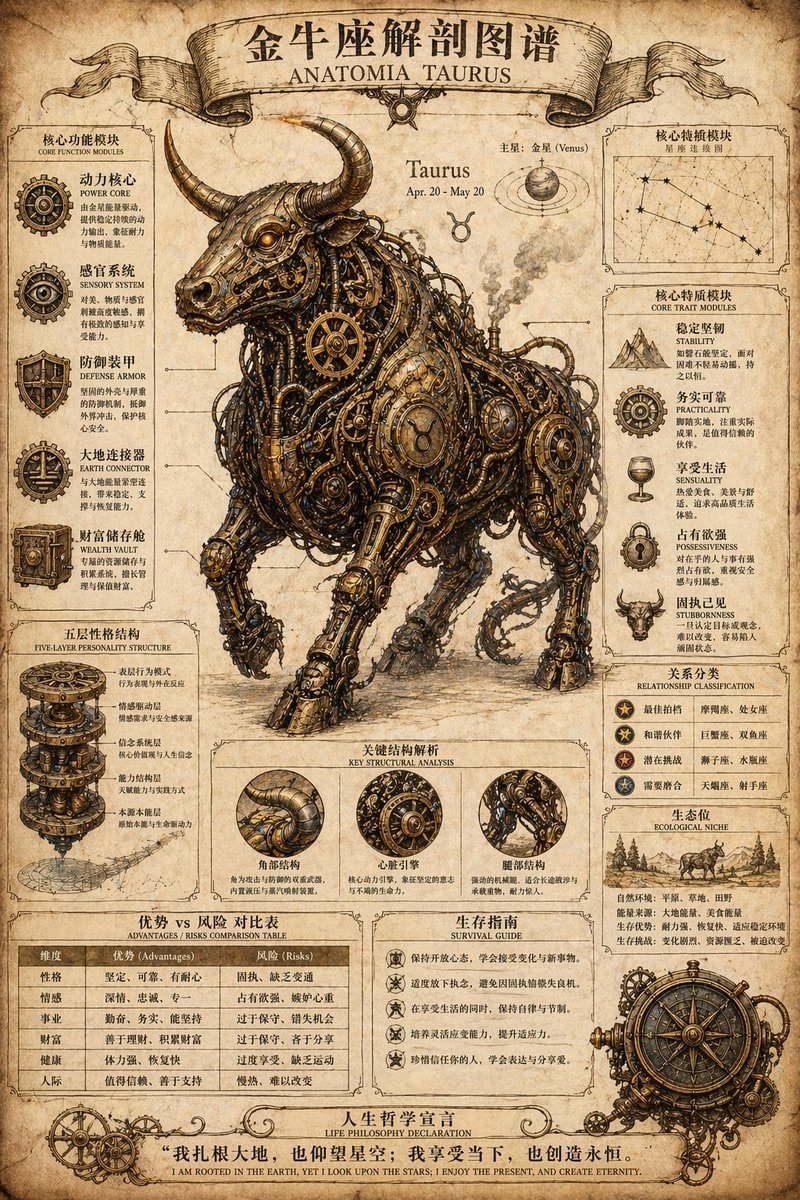 蒸汽朋克风格黄道十二宫解剖海报