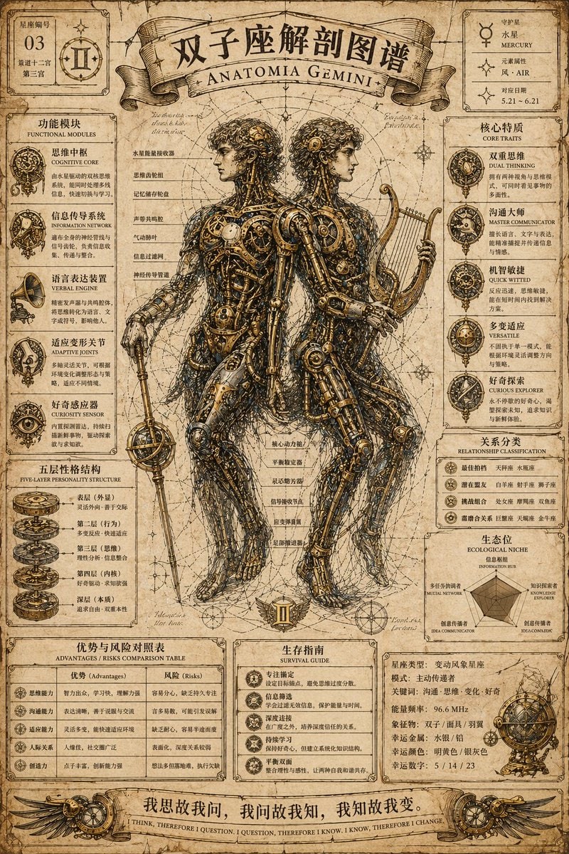 蒸汽朋克风格黄道十二宫解剖海报
